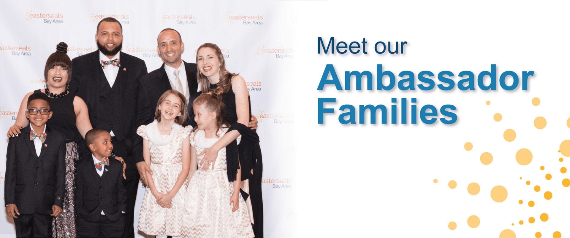 two ESNorCal ambassador families posing next to the text "meet our ambassador families"